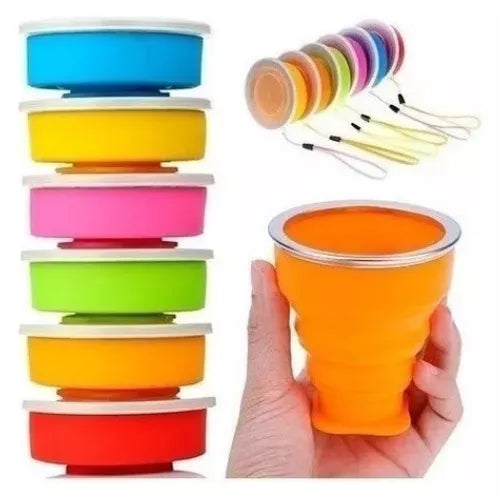 Vaso Plegable De Silicona Con Tapa Portable Reusable 270 Ml